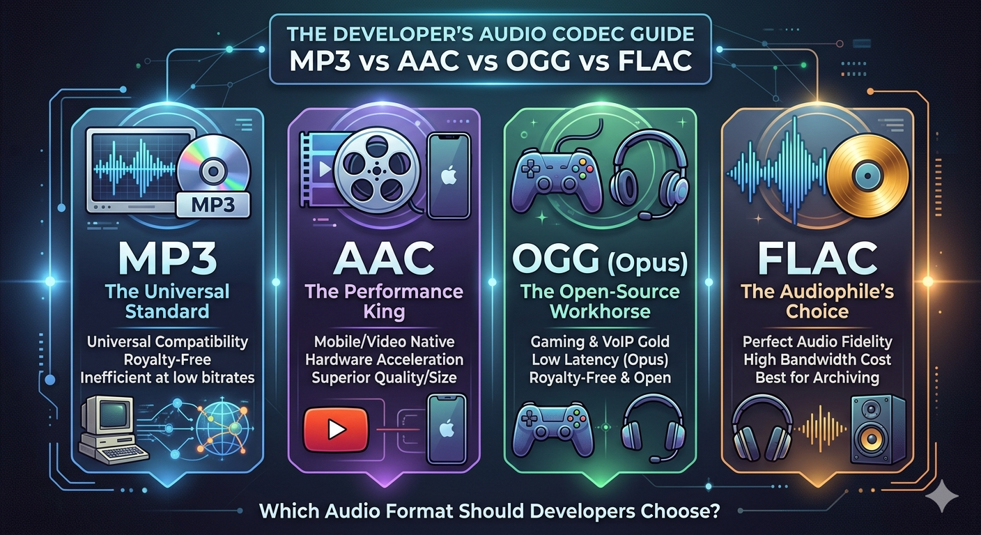 Comparing MP3, AAC, OGG, and FLAC for Software Development Projects