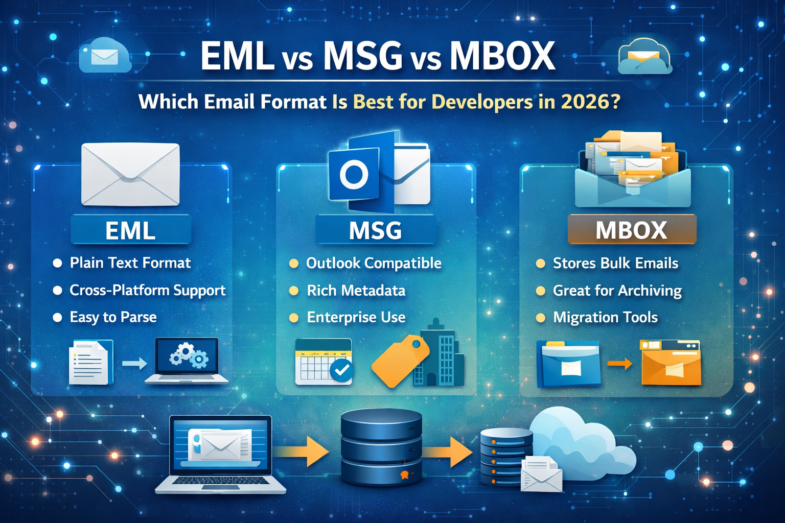 EML срещу MSG срещу MBOX през 2026 г.: Кой формат за имейл файлове трябва да използват разработчиците?