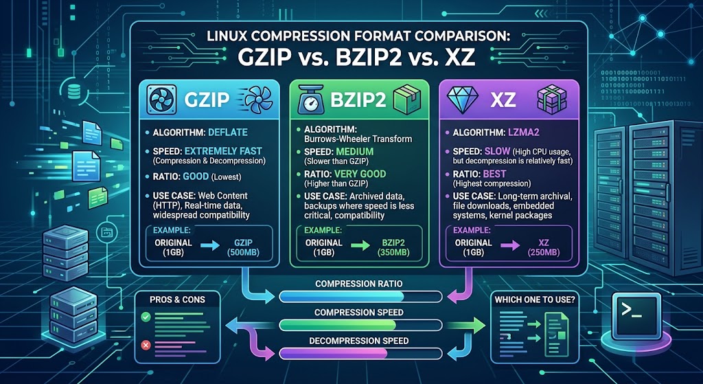 GZIP vs BZIP2 vs XZ: Which Linux Compression Format Is Best?