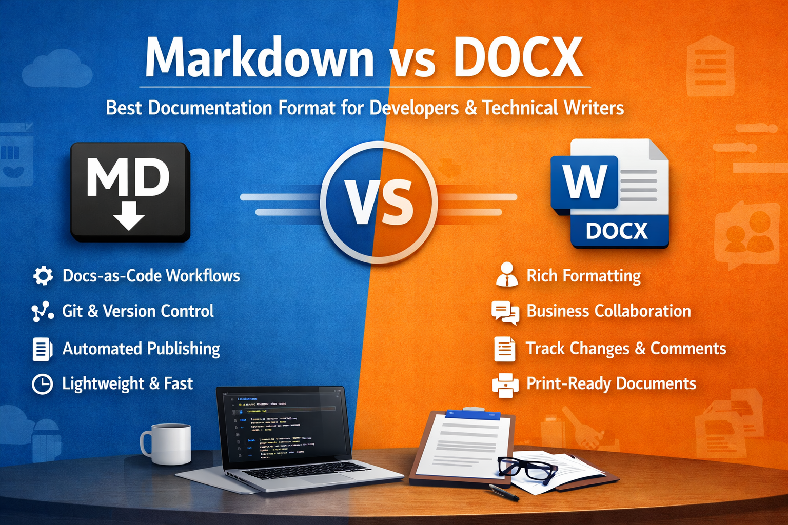 Markdown vs DOCX im Jahr 2026: Vor‑ und Nachteile sowie Praxisbeispiele