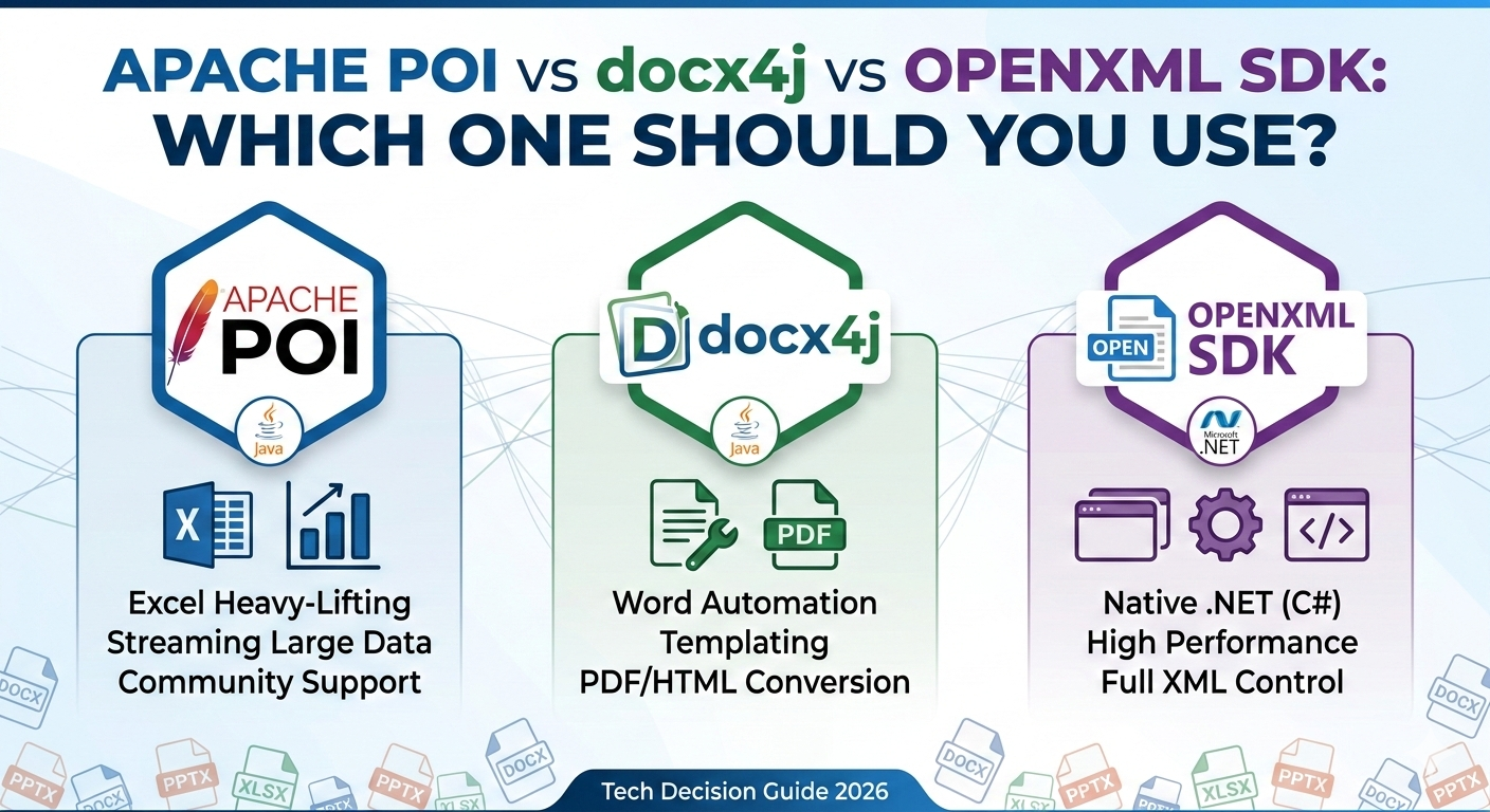 השוואת Apache POI מול docx4j מול OpenXML SDK: איזו כדאי להשתמש?