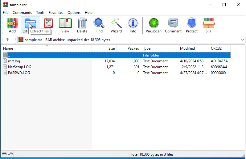 Screenshot of WinRAR