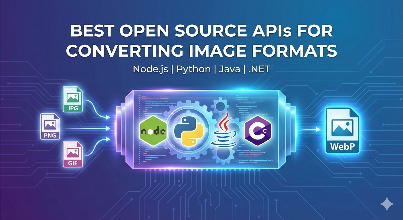 Labākās atvērtā koda (Node.js, Python, Java, .NET) API attēlu formātu konvertēšanai