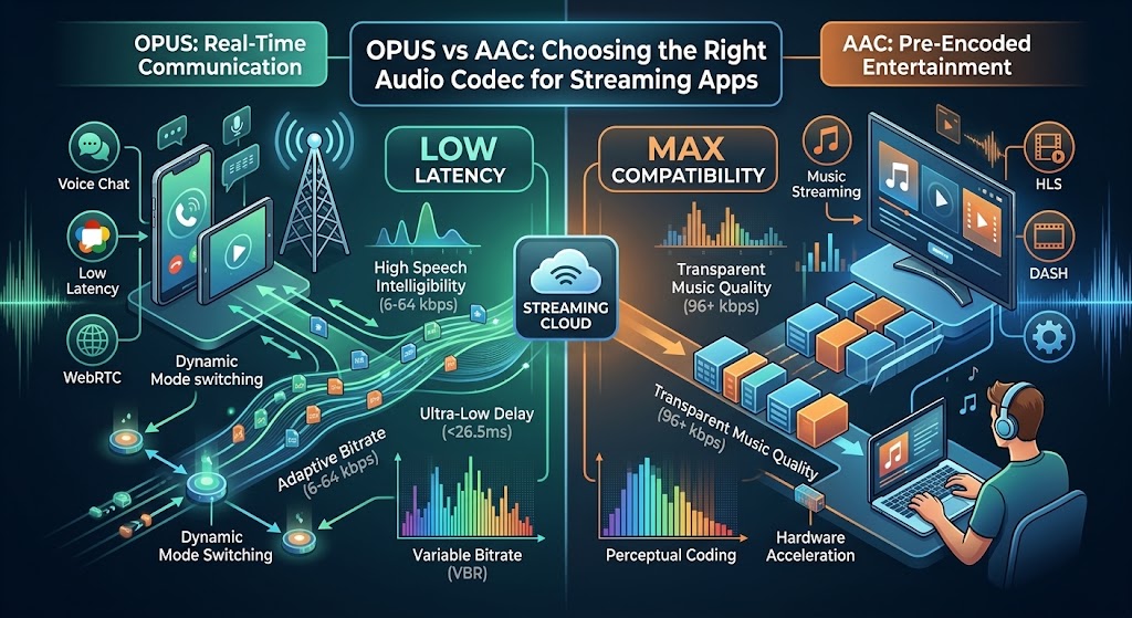 Opus vs AAC: The Technical Audio Codec Guide for Streaming Applications