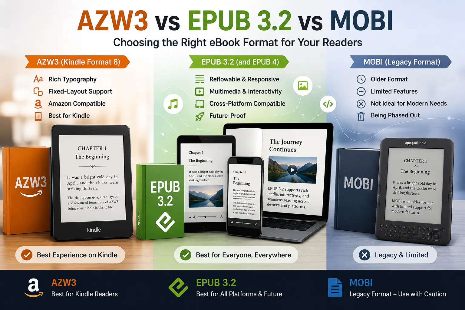 MOBI vs. EPUB vs. AZW3: Which E-book Format Is Best Today?