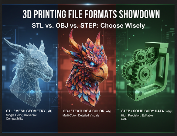Compare STL vs OBJ vs STEP: O guia definitivo para formatos de ficheiros de impressão 3D