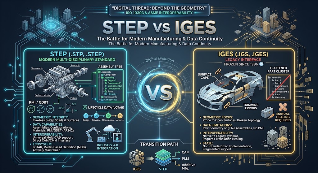 STEP vs IGES Explained: Comparing Modern and Legacy CAD Exchange Formats